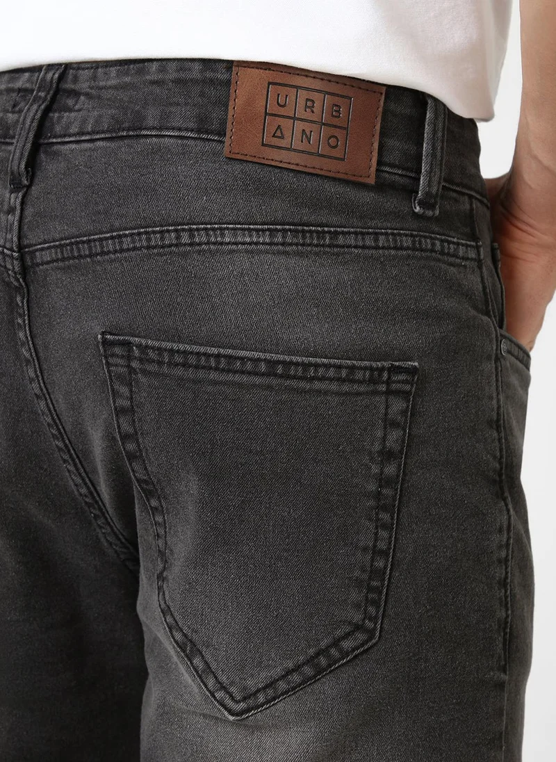 Urbano Fashion  Urbano Fashion Men's Grey Slim Fit Washed Jeans Stretchable for Men | Best Price UAE